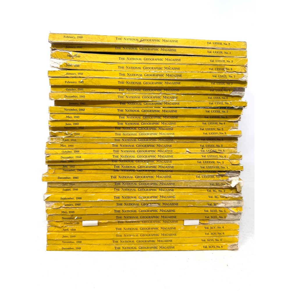 Vintage National Geographic Magazine Lot 33 Issues 1940-1949 WWII Era History